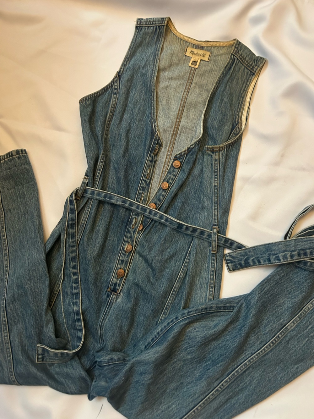 Madewell Vintage Style blue Denim Button-Front Jumpsuit